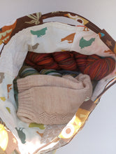 Pensive Owls, square bottom project bag