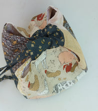 Farm Animals and Bees square bottom project bag
